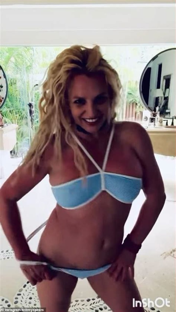 Britney Spears Dances In A Blue Bikini & High Socks With Shirtless Boyfriend Sam Asghari — Watch