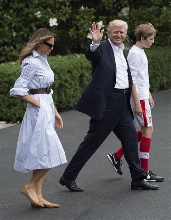 Donald, Barron & Melania Trump At Camp David — Pics