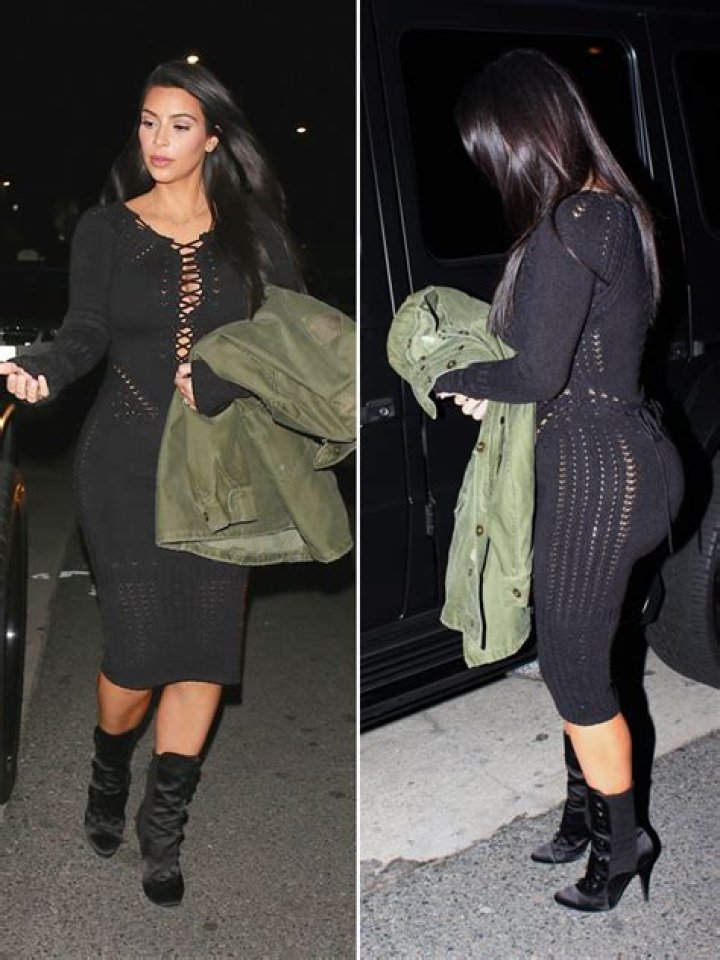 Kim Kardashian Flashes Bra & Goes Commando In Tight Dress