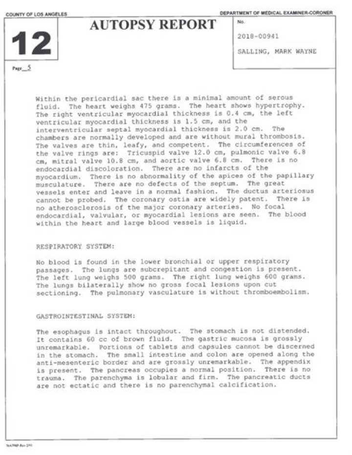 Mark Salling’s Autopsy Report — PICS